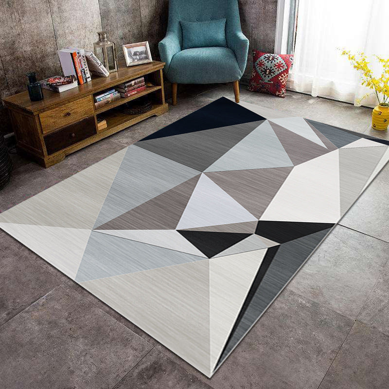 Modern Geometric Pattern Area Rug Modern Polyester Area Carpet Anti-Slip Rug for Living Room