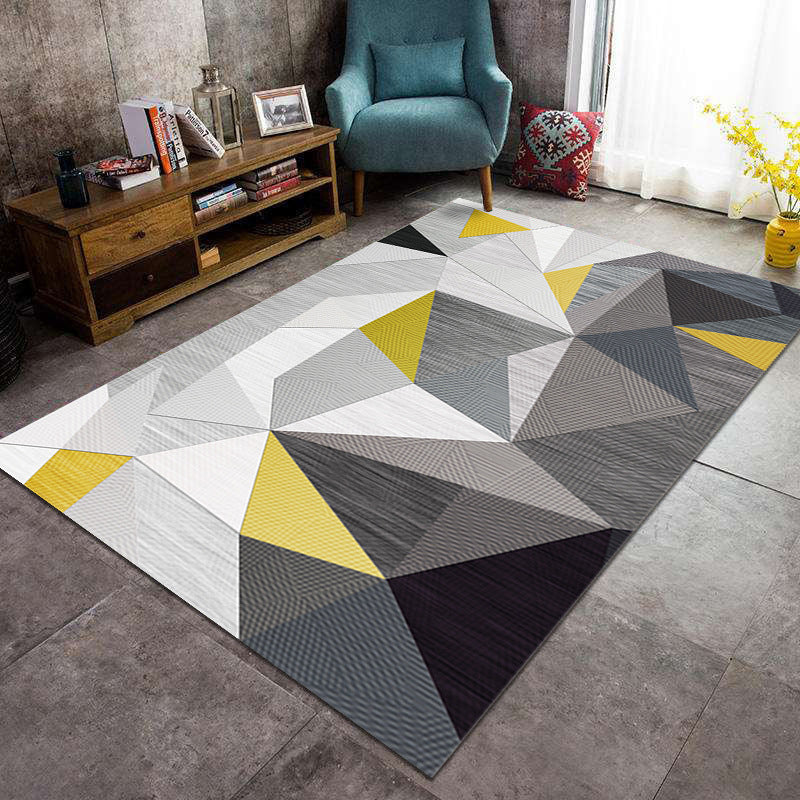 Modern Geometric Pattern Area Rug Modern Polyester Area Carpet Anti-Slip Rug for Living Room