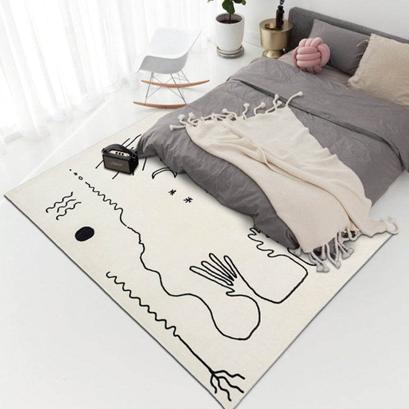 Apricot Simple Rug Blending Line Rug Non-Slip Backing Rug for Drawing Room