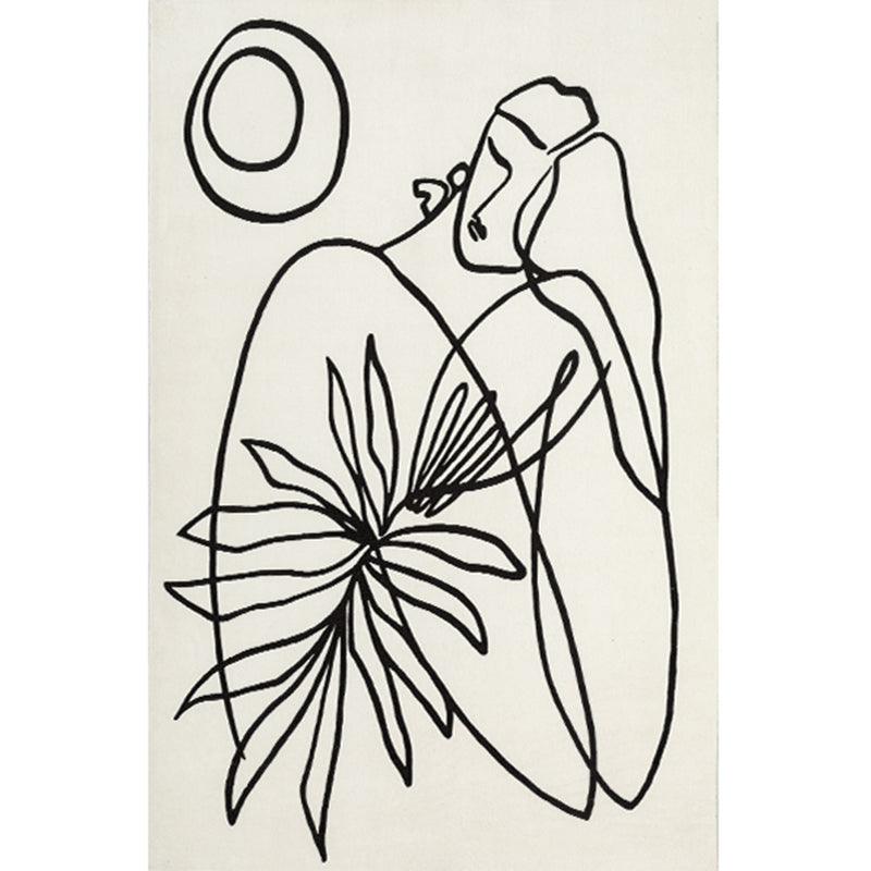 Apricot Simple Rug Blending Line Rug Non-Slip Backing Rug for Drawing Room