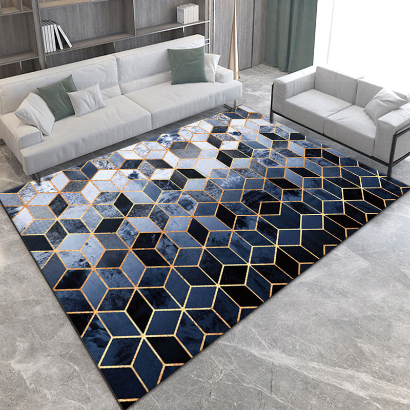 Zwart Modern Area Tapijt Geometrische print Polyester Area Tapijt Stain Reisistant Rug voor Home Decor