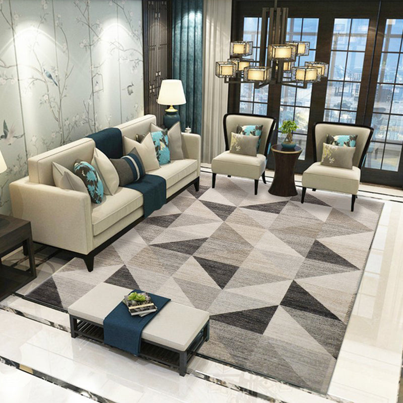 Light Yellow Modern Rug Polyester Graphic Rug Non-Slip Backing Rug for Living Room