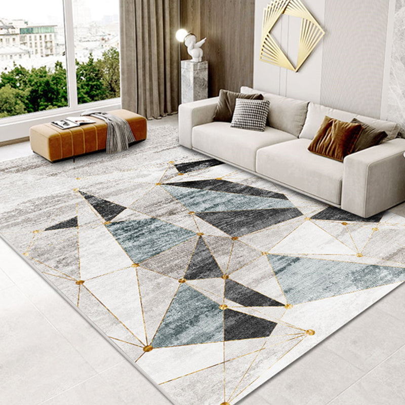 Contemporary Geometric Pattern Carpet Polyester Indoor Rug Pet Friendly Area Rug for Home Decoration