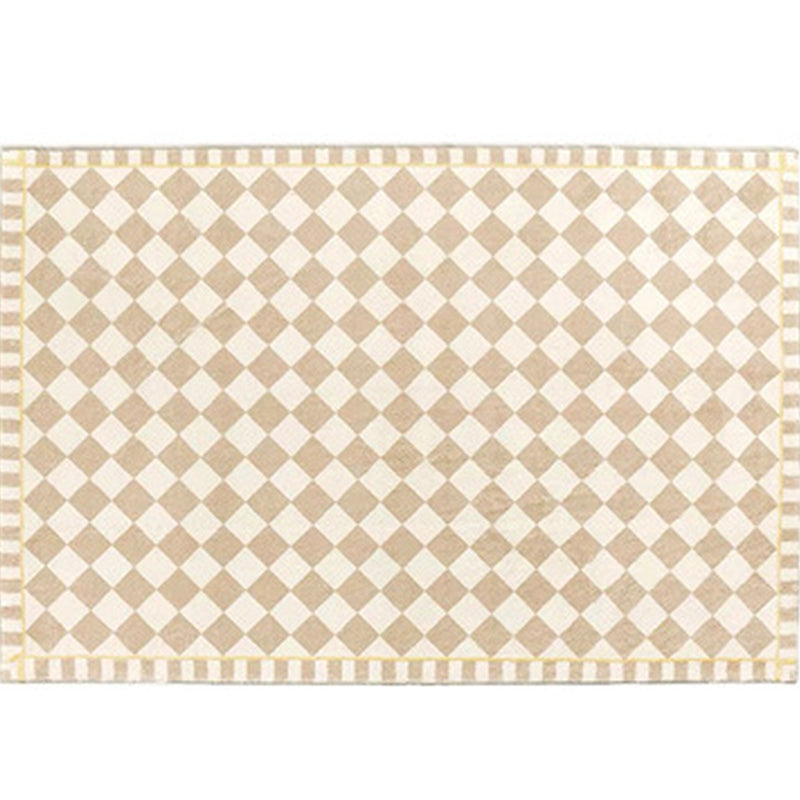 Apricot Modern Carpet Plaid Pattern Polyester Area Rug Easy Care Washable Rug for Home Decor