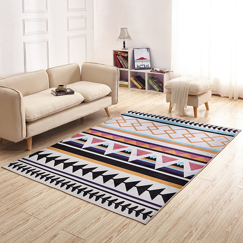 Fancy Living Room Carpet Modern Geometric Print Polyester Area Rug Anti-Slip Area Rug