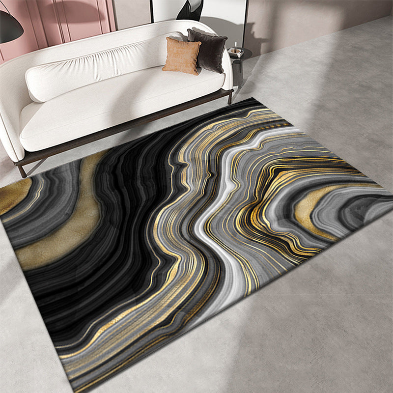 Zwarte woonkamer Tapijt geometrisch patroon Modern gebied tapijt polyester niet-slip achterste tapijt tapijt