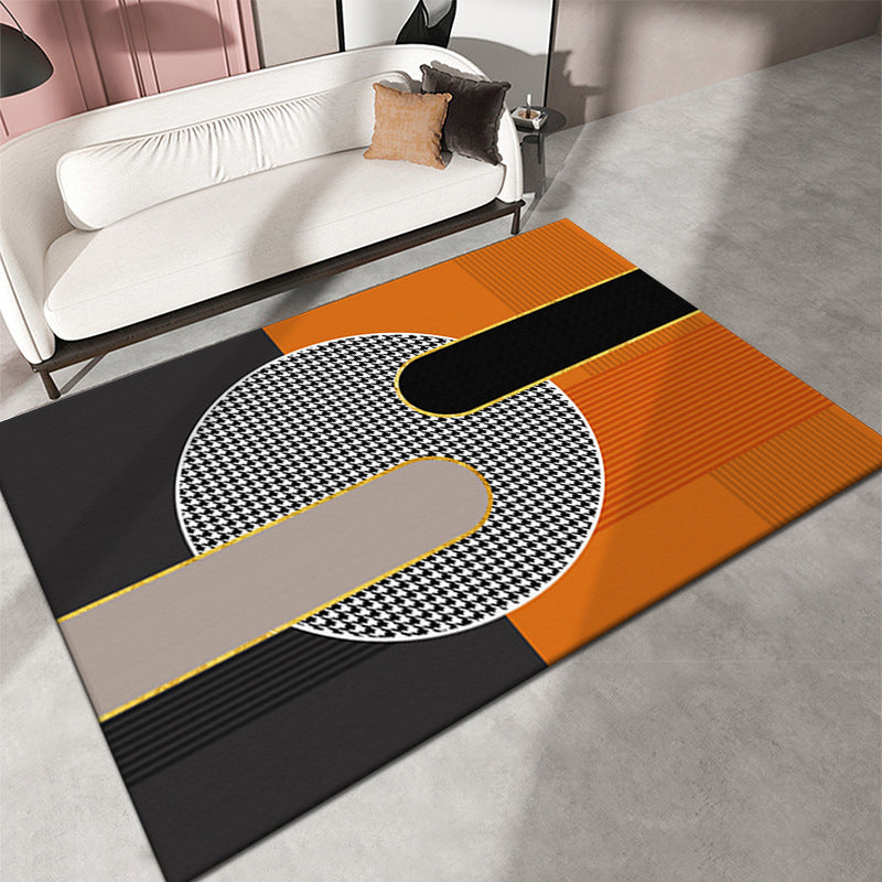 Zwarte woonkamer Tapijt geometrisch patroon Modern gebied tapijt polyester niet-slip achterste tapijt tapijt