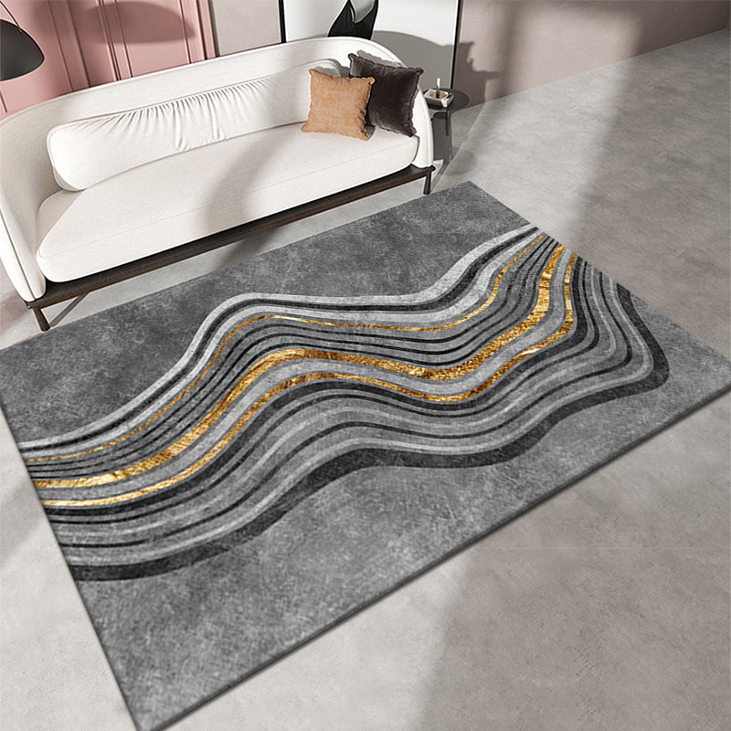 Zwarte woonkamer Tapijt geometrisch patroon Modern gebied tapijt polyester niet-slip achterste tapijt tapijt