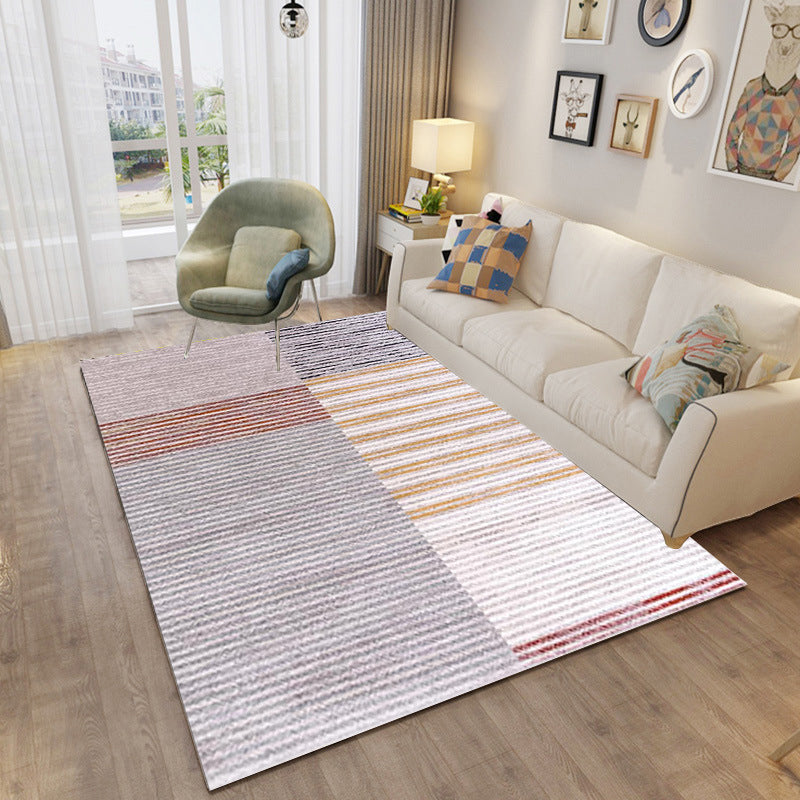 Minimalist Geometric Printed Rug Polyester Indoor Carpet Stain Resistant Area Carpet for Living Room