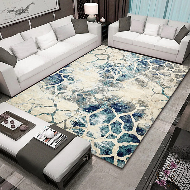 Navy Modern Rug Polyester Graphic Rug Stain Resistant Rug for Living Room