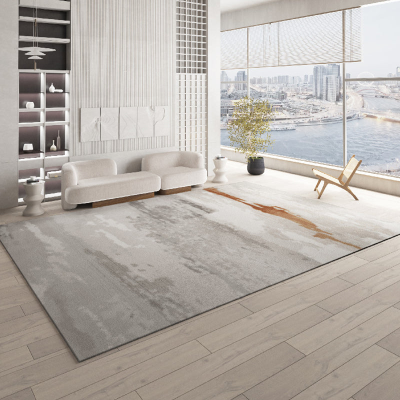 Grey Tie-Dye Print Carpet Modern Polyester Area Rug Stain Resistant Rug for Living Room