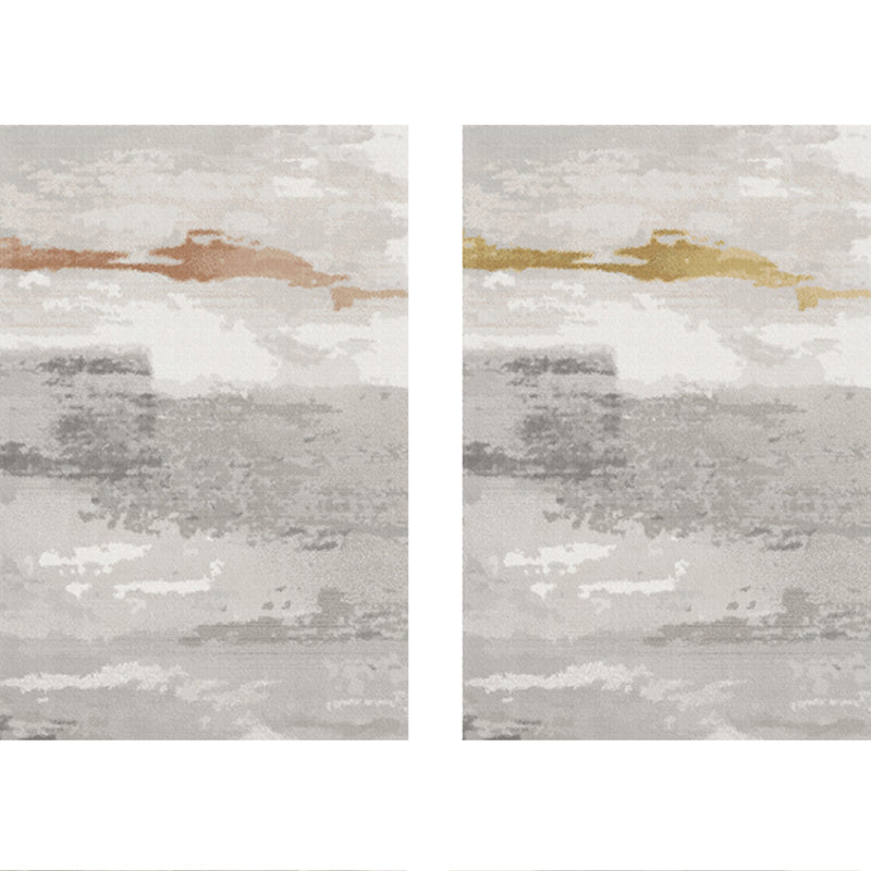 Grey Tie-Dye Print Carpet Modern Polyester Area Rug Stain Resistant Rug for Living Room