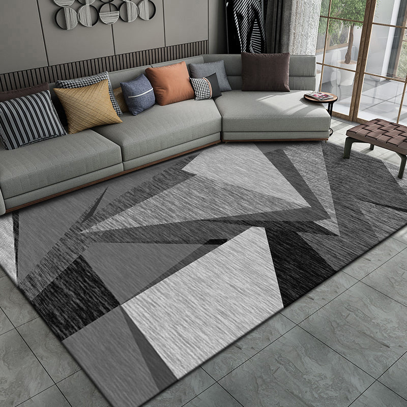 Simple Triangle Print Rug Polyester Area Carpet Non-Slip Backing Indoor Rug for Home Decoration