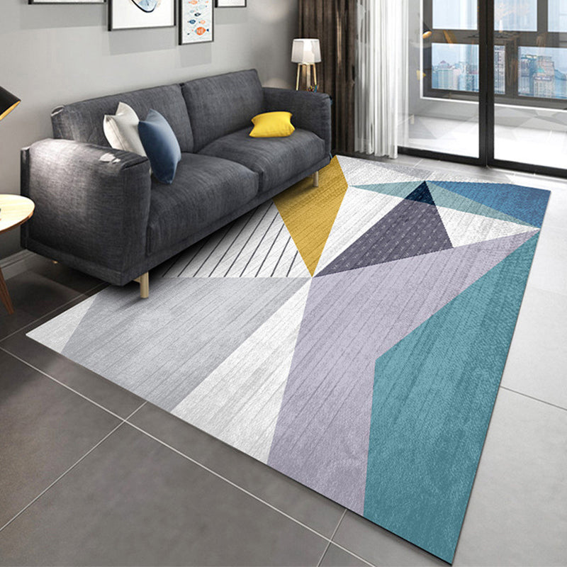 Simple Triangle Print Rug Polyester Area Carpet Non-Slip Backing Indoor Rug for Home Decoration