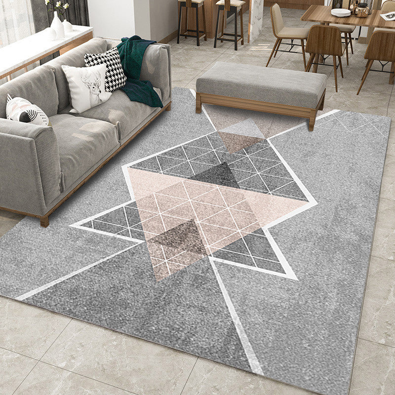 Simple Triangle Print Rug Polyester Area Carpet Non-Slip Backing Indoor Rug for Home Decoration