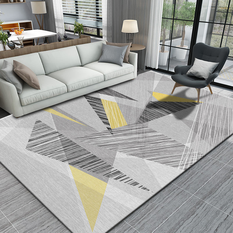 Simple Triangle Print Rug Polyester Area Carpet Non-Slip Backing Indoor Rug for Home Decoration