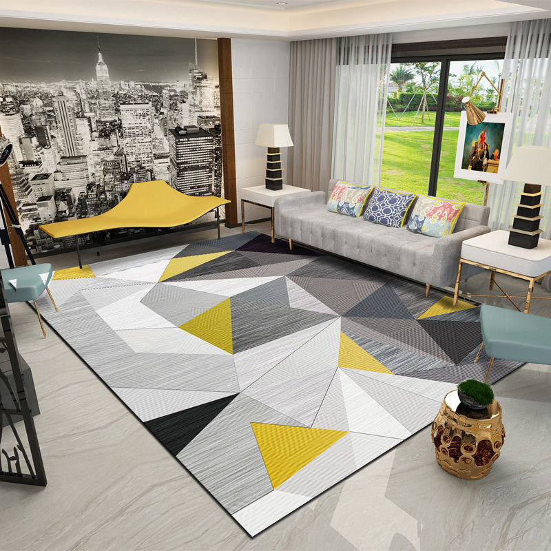 Simple Triangle Print Rug Polyester Area Carpet Non-Slip Backing Indoor Rug for Home Decoration