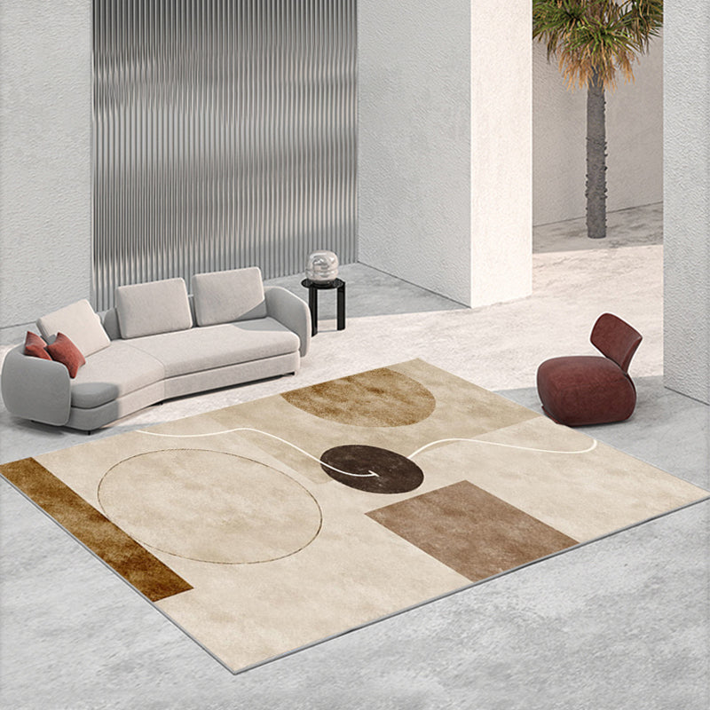 Minimalist Graphic Pattern Rug Polyester Indoor Carpet Non-Slip Backing Area Rug for Living Room