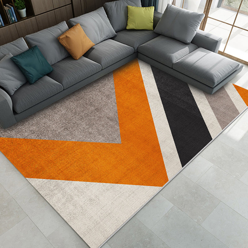 Modern Living Room Carpet Geometric Pattern Polyester Area Rug Non-Slip Backing Rug
