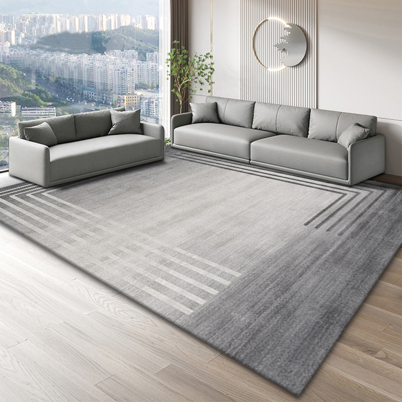 Grey Modern Area Carpet Geometric Pattern Polyester Area Rug Stain Resistant Area Rug for Home Decor