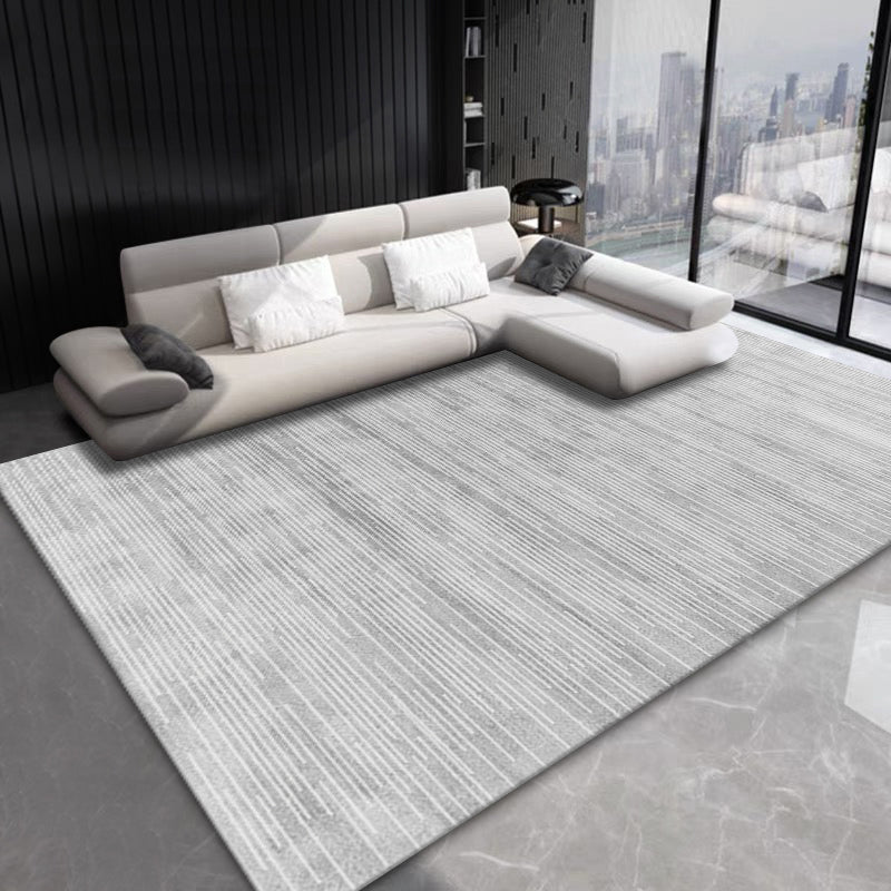 Grey Modern Area Carpet Geometric Pattern Polyester Area Rug Stain Resistant Area Rug for Home Decor
