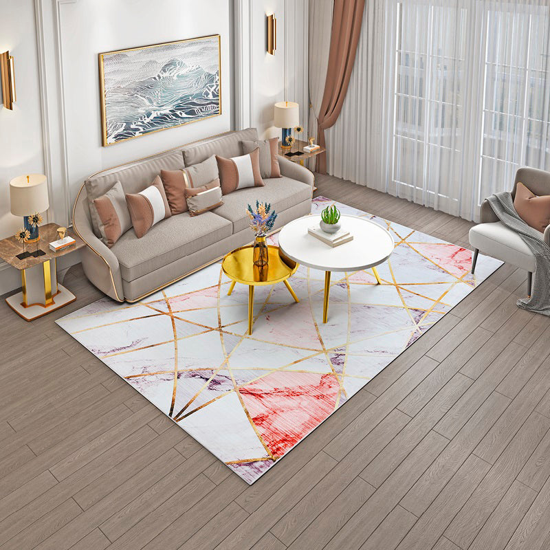 Pink Modern Indoor Rug Blending Stripe Rug Washable Area Rug for Living Room
