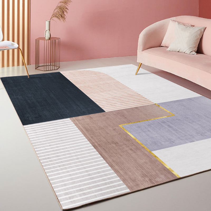 Yellow Modern Area Rug Blended Geometric Rug Non-Slip Backing Rug for Living Room