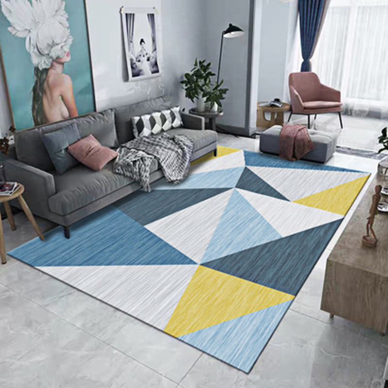 Yellow Modern Area Rug Blended Geometric Rug Non-Slip Backing Rug for Living Room