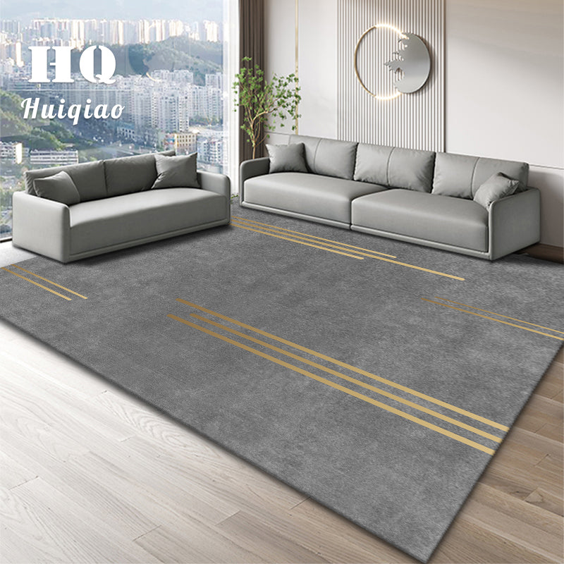 Grey Modern Carpet Geometric Pattern Polyester Area Carpet Stain Resistant Rug for Home Decor