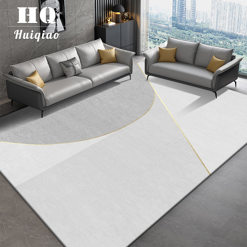 Grey Modern Carpet Geometric Pattern Polyester Area Carpet Stain Resistant Rug for Home Decor