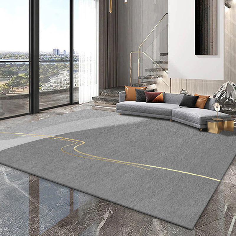 Grey Modern Carpet Geometric Pattern Polyester Area Carpet Stain Resistant Rug for Home Decor