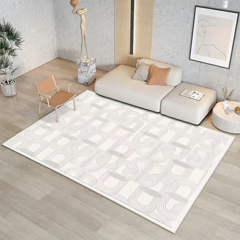 Light Gray Industrial Rug Polyester Line Indoor Rug Stain Resistant Rug for Drawing Room