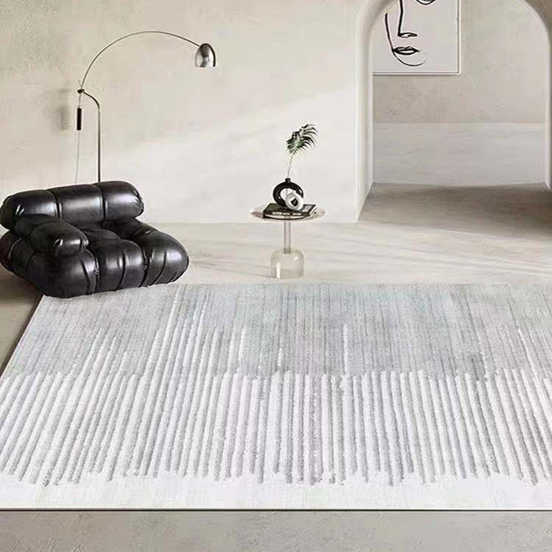 Light Gray Industrial Rug Polyester Line Indoor Rug Stain Resistant Rug for Drawing Room