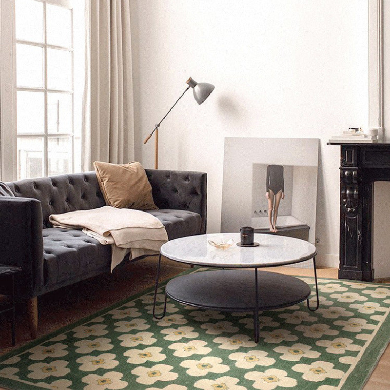 Stylish Modern Area Carpet Floral Pattern Polyester Area Rug Stain Resistant Area Rug for Home Decor