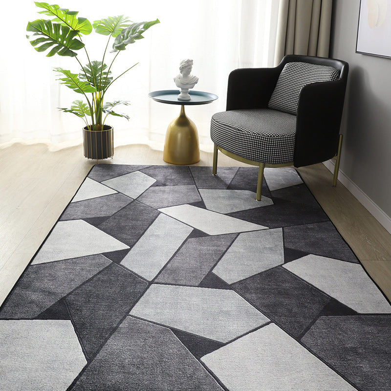 Grijs modern vloerkleed Polyester geometrisch patroon gebied tapijt niet-slip achterste tapijt voor woningdecoratie