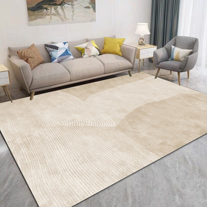 Brown Streak Indoor Rug Polyester Casual Rug Non-Slip Backing Rug for Drawing Room