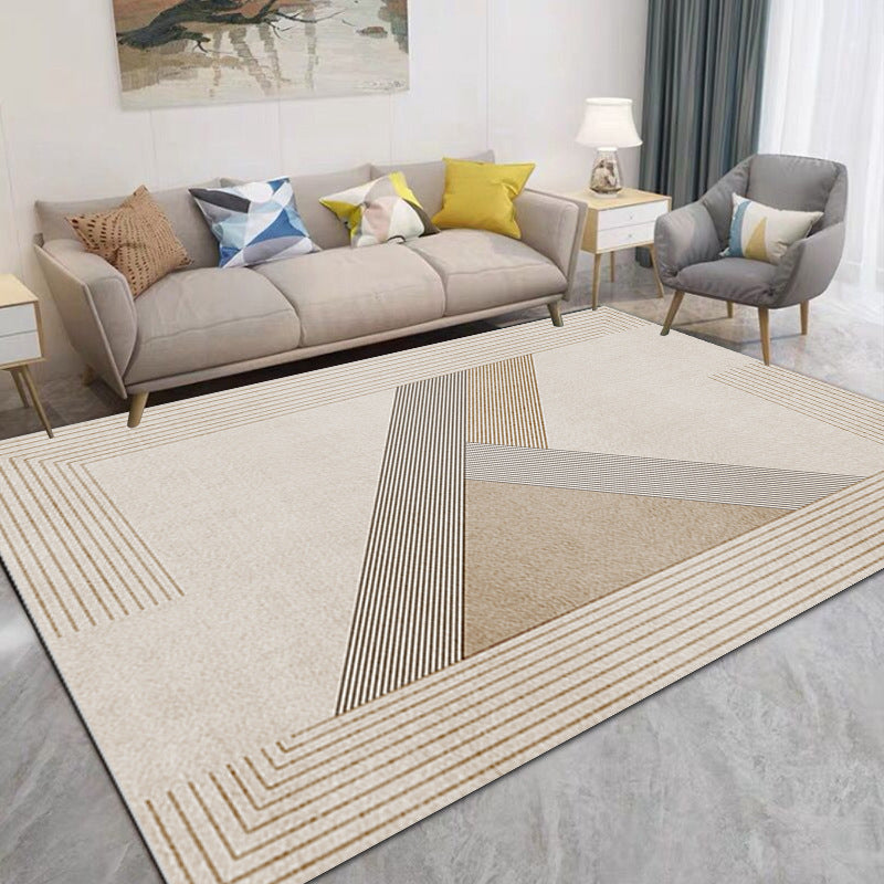 Brown Streak Indoor Rug Polyester Casual Rug Non-Slip Backing Rug for Drawing Room