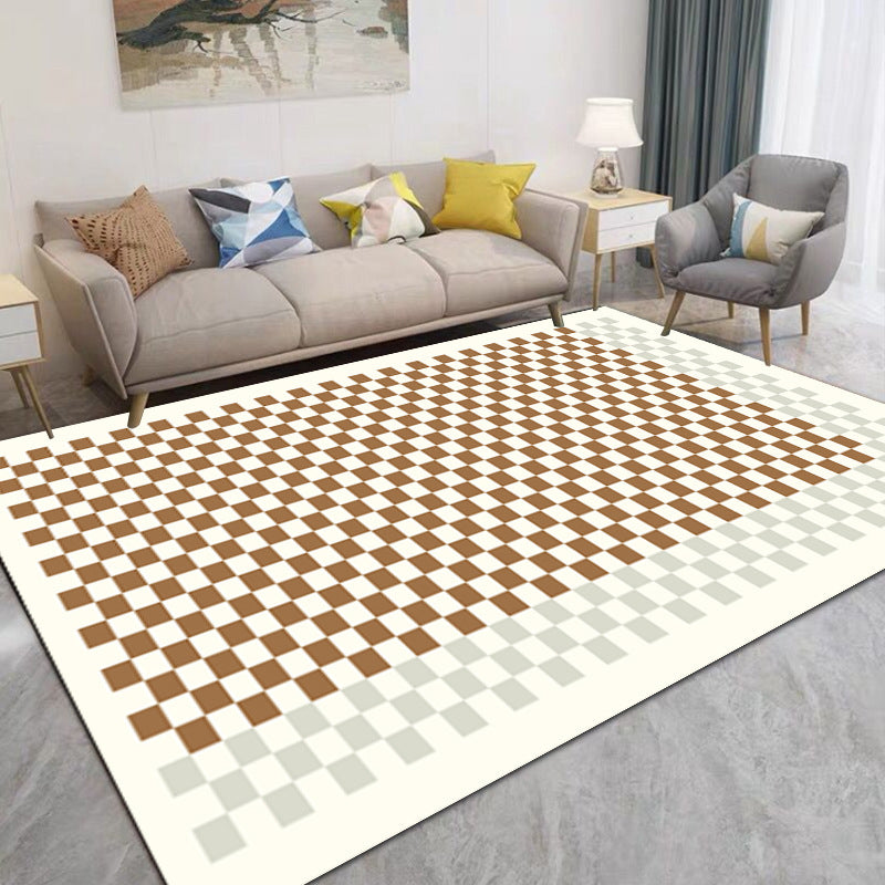 Brown Streak Indoor Rug Polyester Casual Rug Non-Slip Backing Rug for Drawing Room