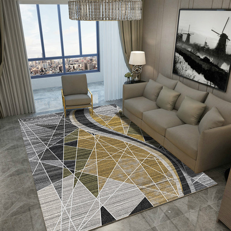 Yellow Modern Rug Polyester Graphic Rug Non-Slip Backing Rug for Home Decor