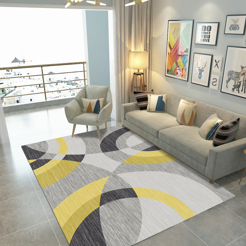 Yellow Modern Rug Polyester Graphic Rug Non-Slip Backing Rug for Home Decor
