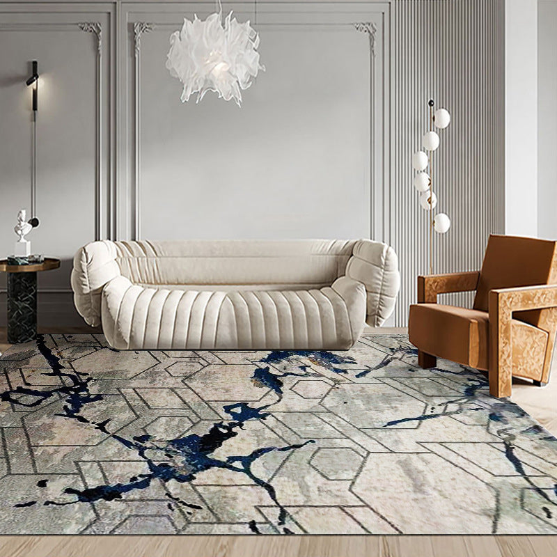 Contemporary Area Rug Novelty Geometric Pattern Carpet Non-Slip Polyester Rug for Living Room