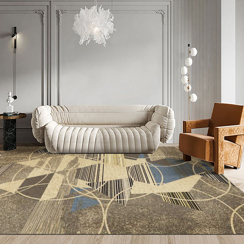 Contemporary Area Rug Novelty Geometric Pattern Carpet Non-Slip Polyester Rug for Living Room