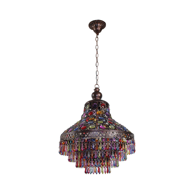 3 Heads Teardrop Chandelier Lighting Bohemian Bronze Metal Suspension Lamp for Living Room