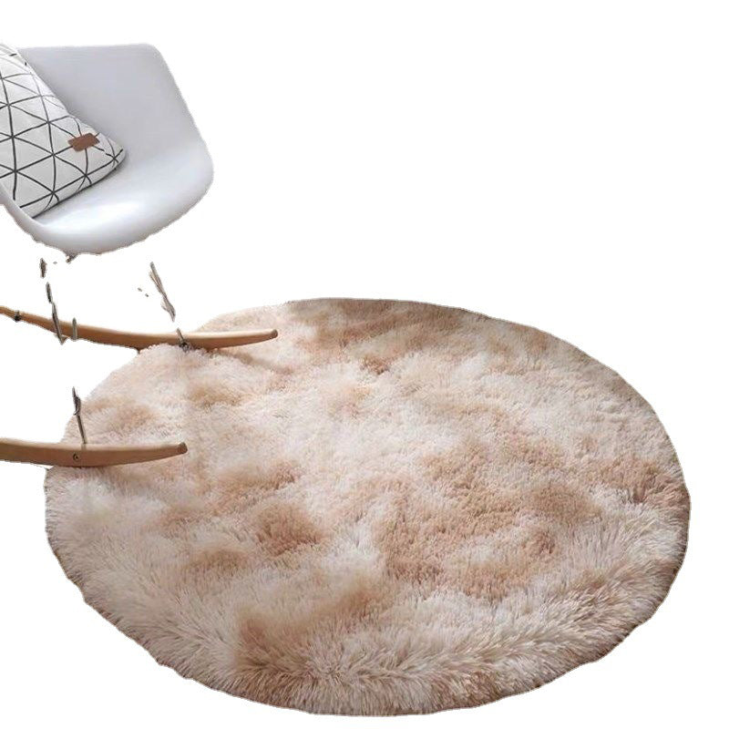 Casual Round Shag Area Rug Trendy Tie Dye Print Rug Polyester Anti-Slip Carpet for Home Decor