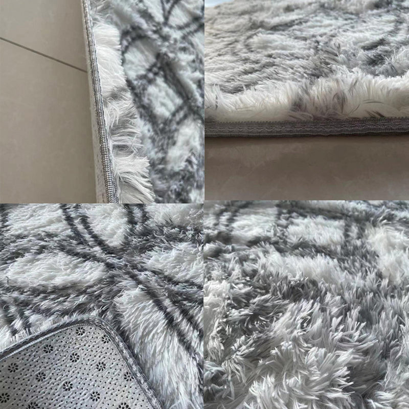 Casual Round Shag Area Rug Trendy Tie Dye Print Rug Polyester Anti-Slip Carpet for Home Decor