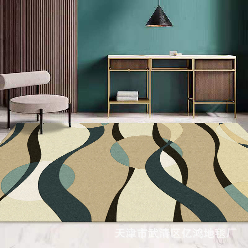 Light Yellow Modern Carpet Polyester Abstract Graphic Carpet Stain Resistant Carpet for Home Decor