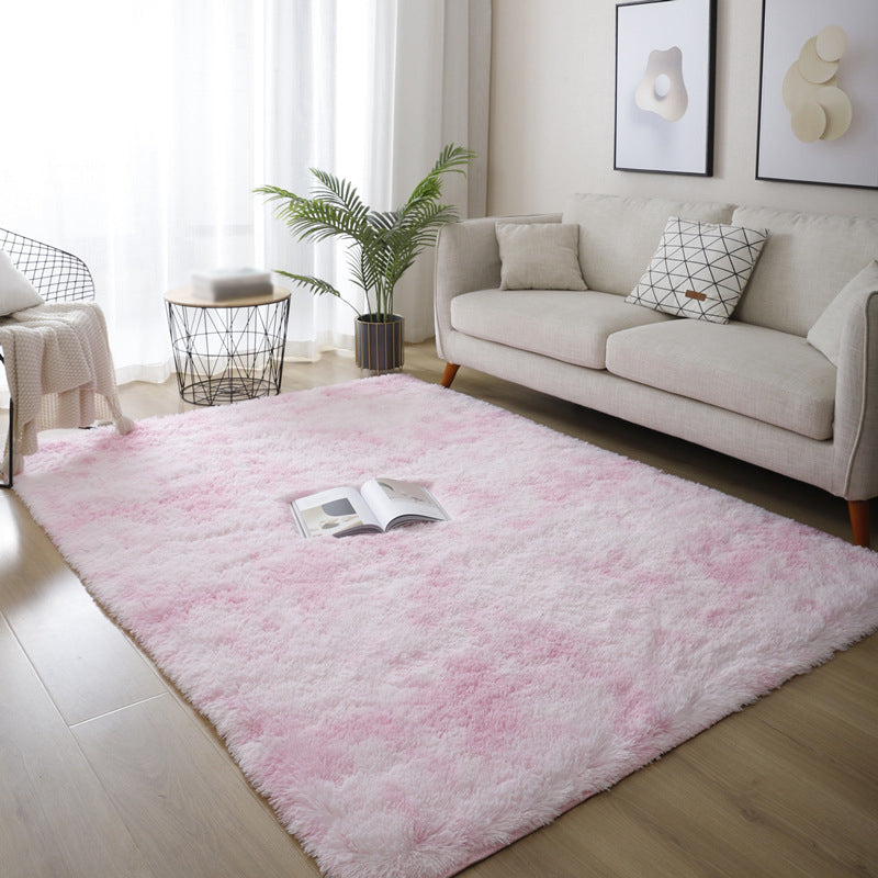 Modern Area Rug Leisure Solid Color Carpet Polyester Shag Rug with Non-Slip Backing