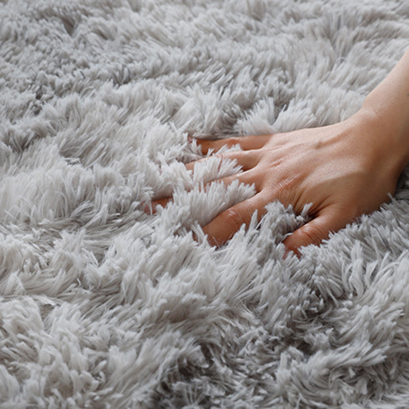 Modern Area Rug Leisure Solid Color Carpet Polyester Shag Rug with Non-Slip Backing