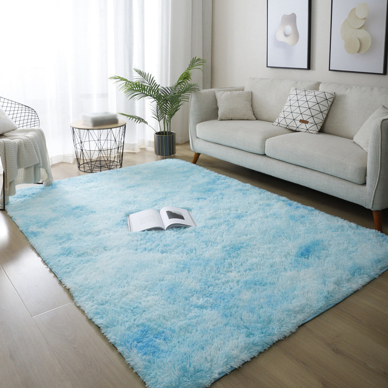 Modern Area Rug Leisure Solid Color Carpet Polyester Shag Rug with Non-Slip Backing