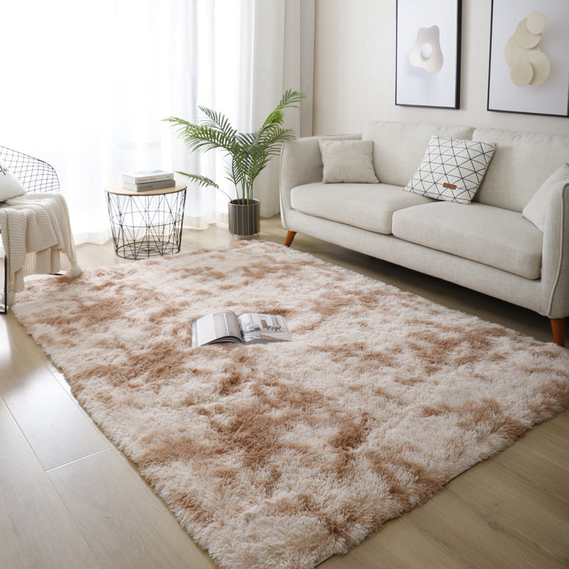 Modern Area Rug Leisure Solid Color Carpet Polyester Shag Rug with Non-Slip Backing